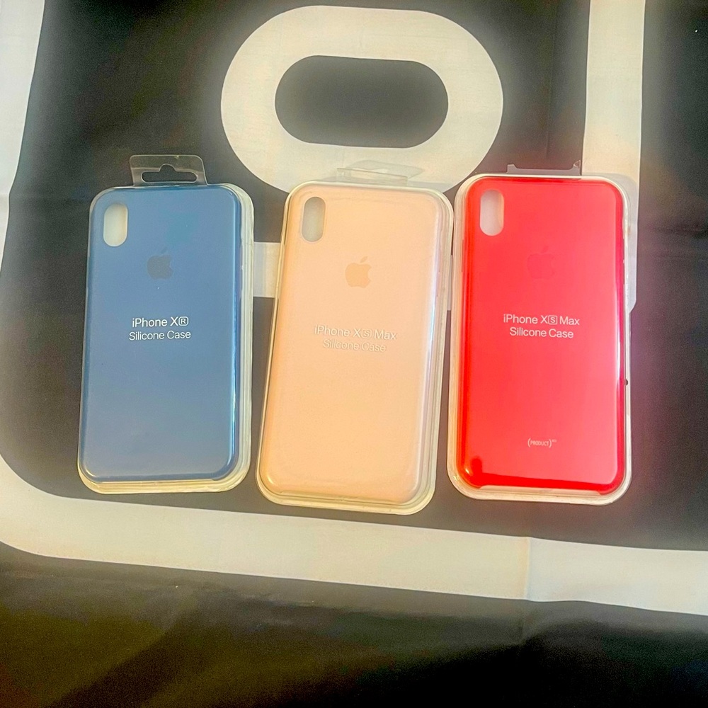 Bundle deal- Apple iPhone XS Max Silicone Case Set - Navy, Peach, Scarlet -deal